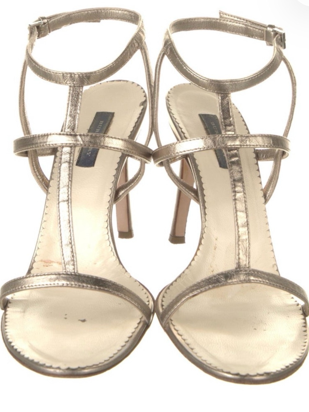 Burberry Metallic Gold Strappy T-strap High Heels